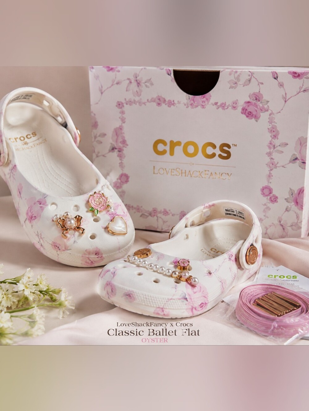 Brand new LoveShackFancy x Crocs Classic Ballet Flats in the beautiful Oyster
